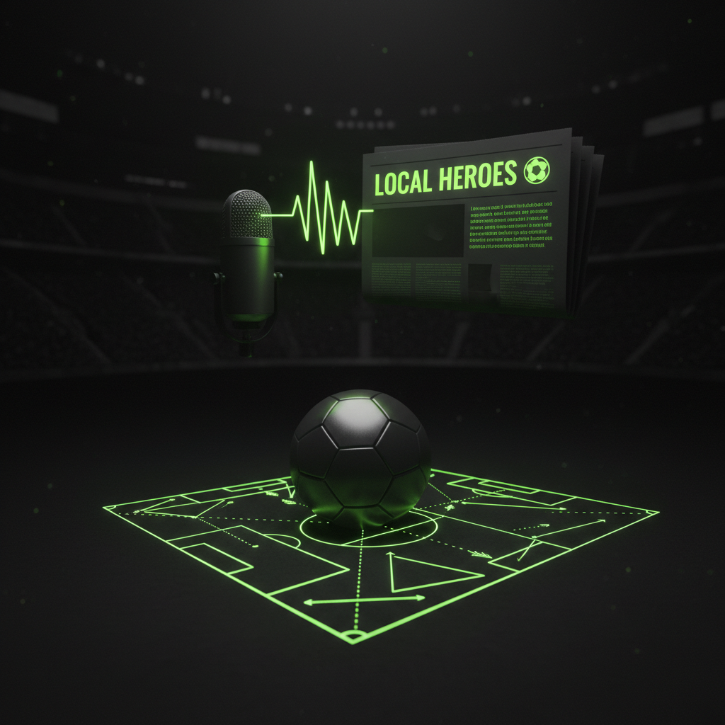 A studio microphone with lime green soundwaves, representing how a football club can get featured on a popular podcast.