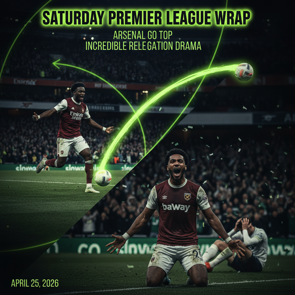 Eberechi Eze of Arsenal scores a stunning, record-breaking goal from a corner against Newcastle in the Premier League, April 2026.