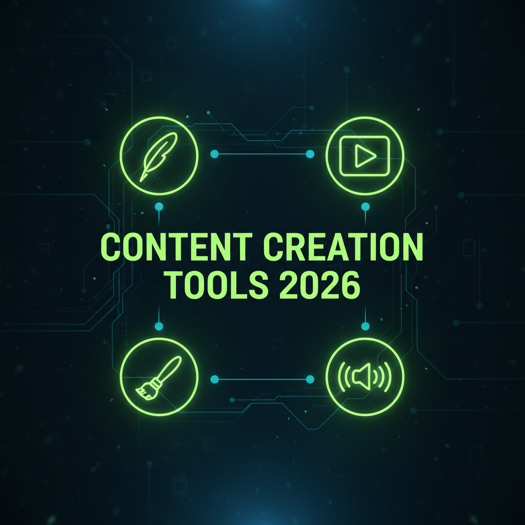 A well-organized cloud storage system for content creation assets, shown as glowing lime green folders.