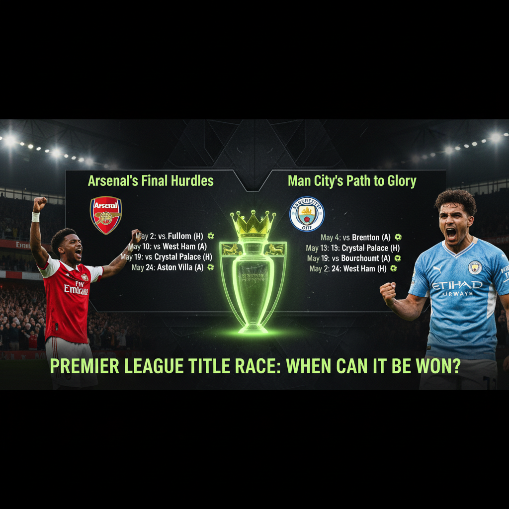 Arsenal's remaining Premier League fixtures in the 2025/26 title race.